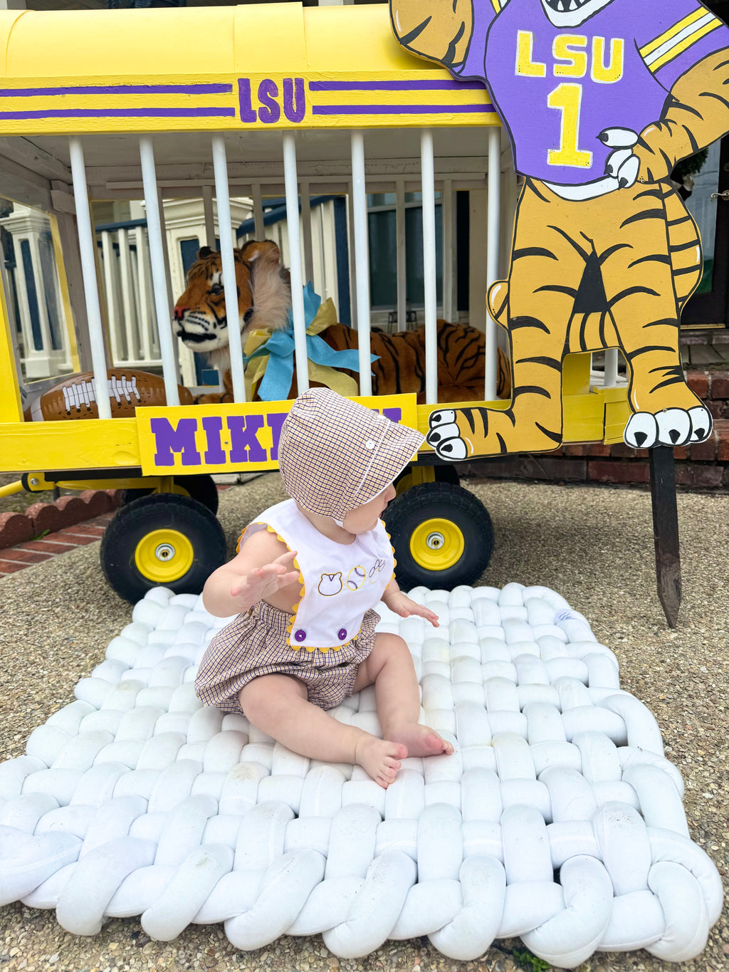 Unisex GEAUX plaid romper!