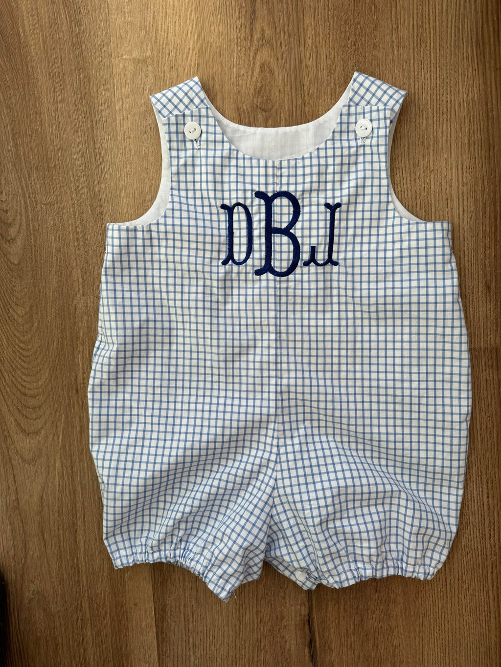 Unisex Blue Plaid Romper