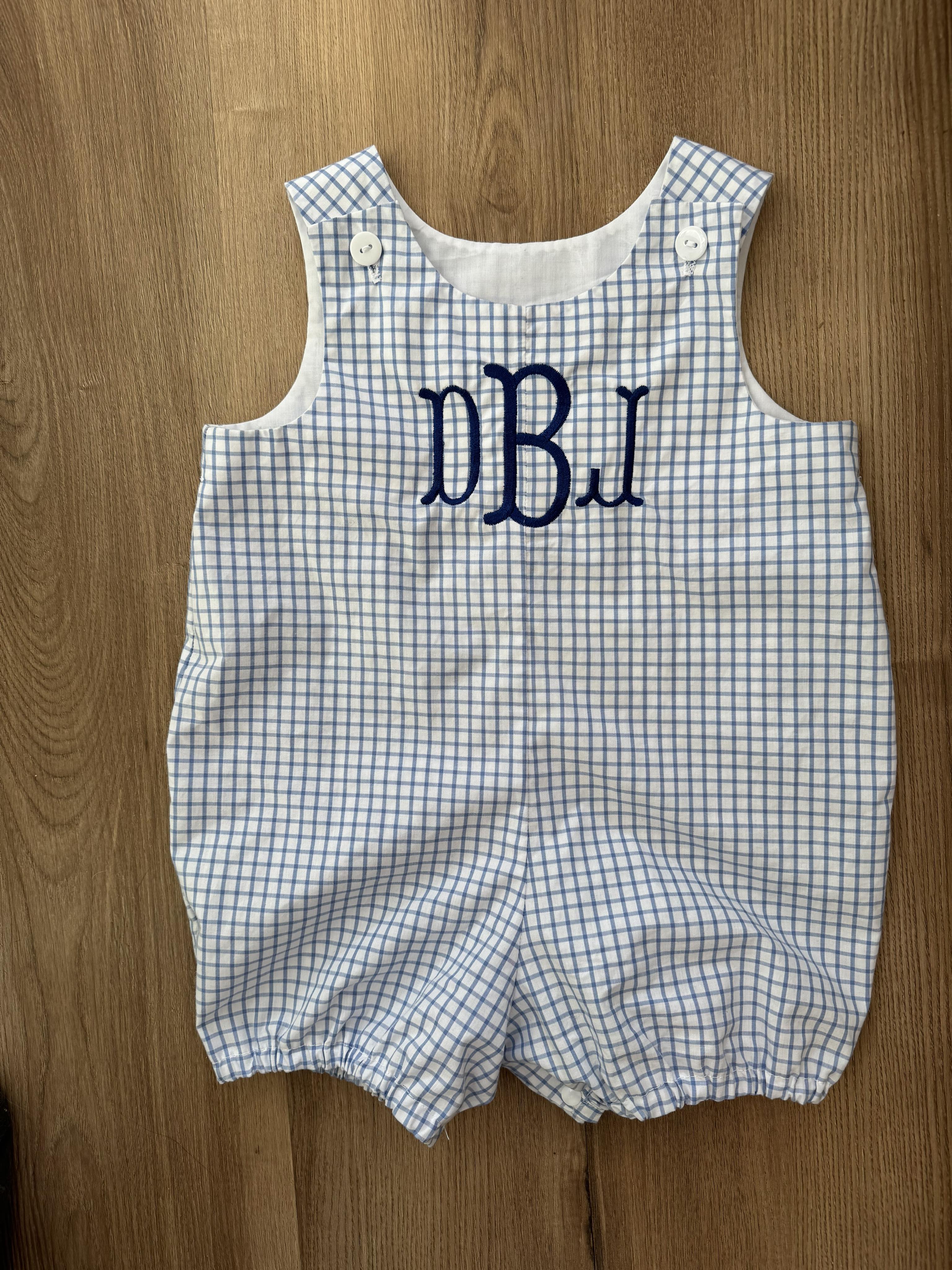 Unisex Blue Plaid Romper