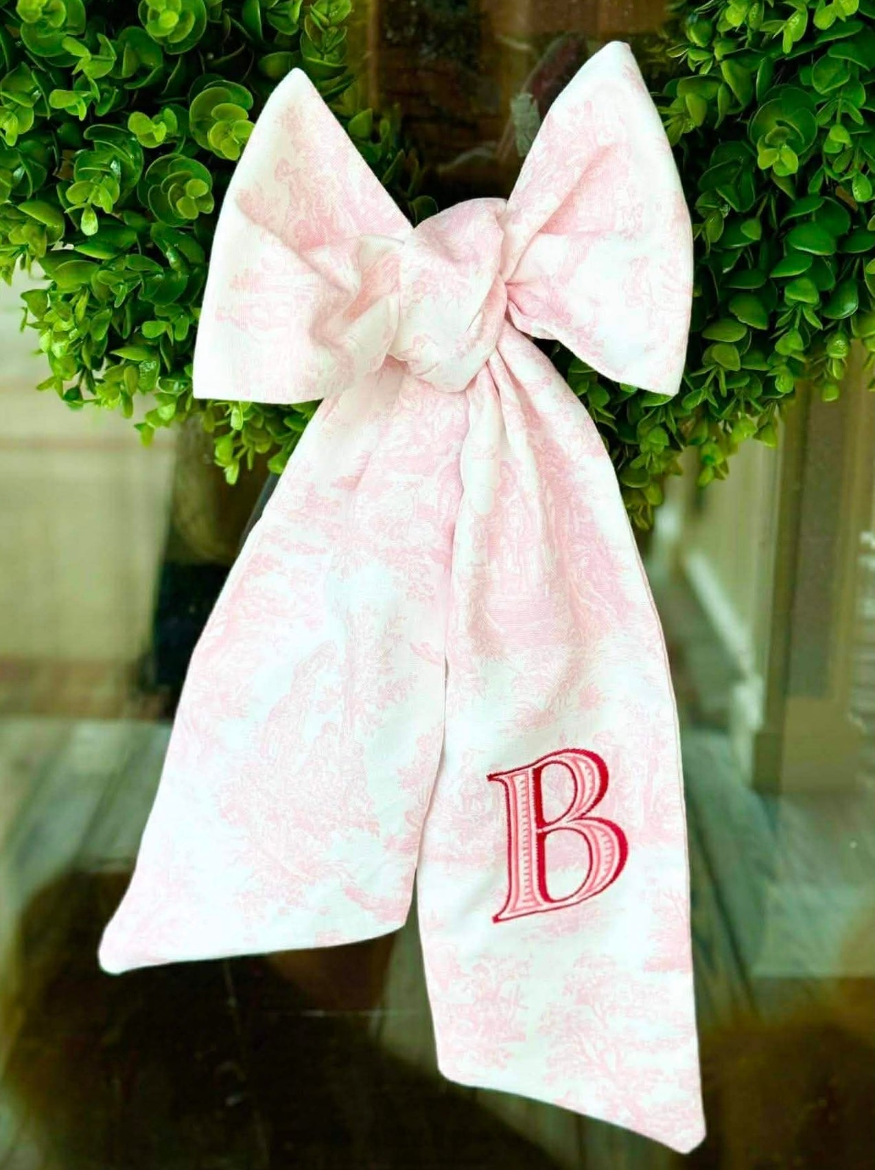 Single initial Pink Toile Sashes