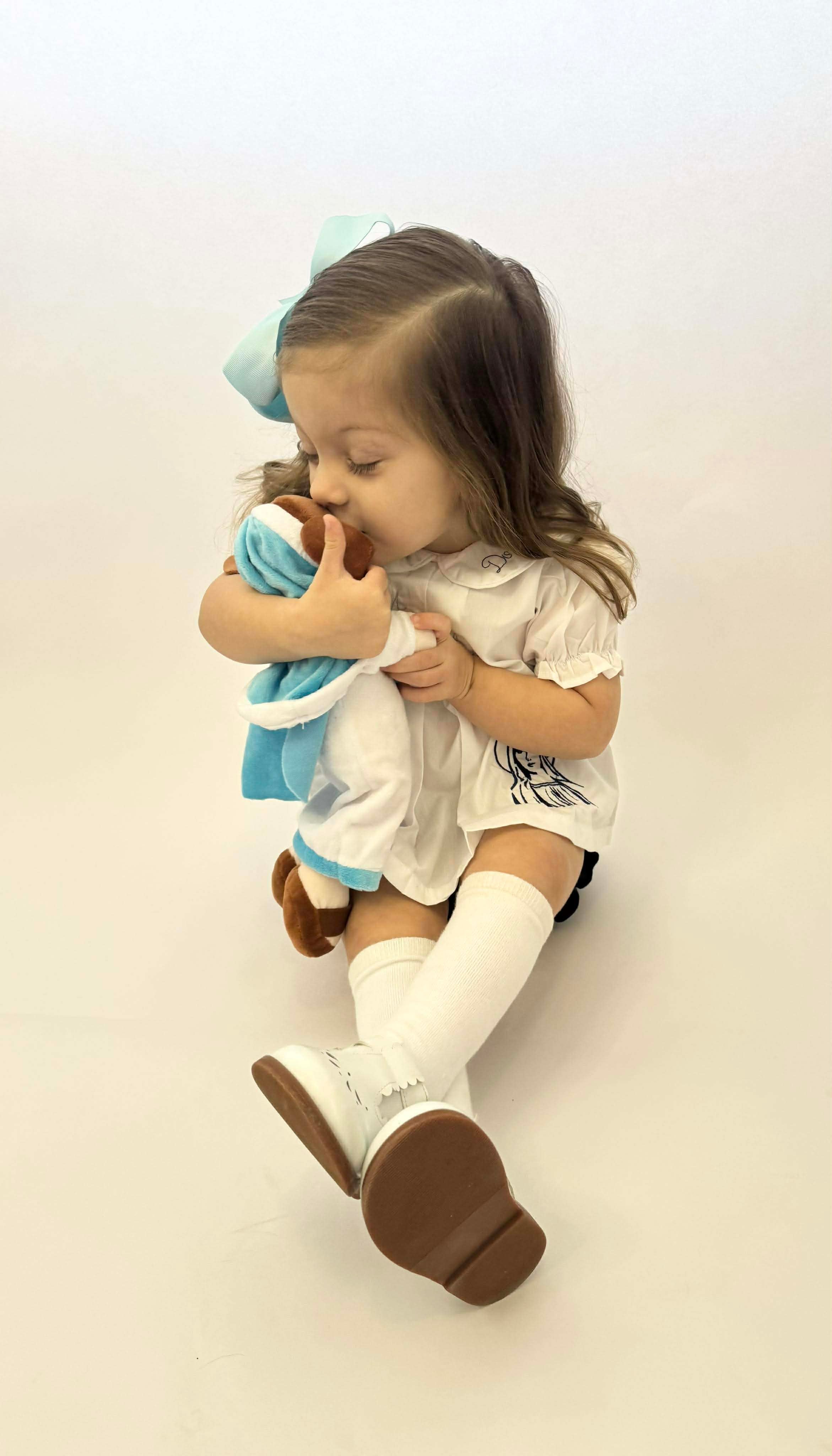 M is for Mary Navy Bloomers and White Cotton Top
