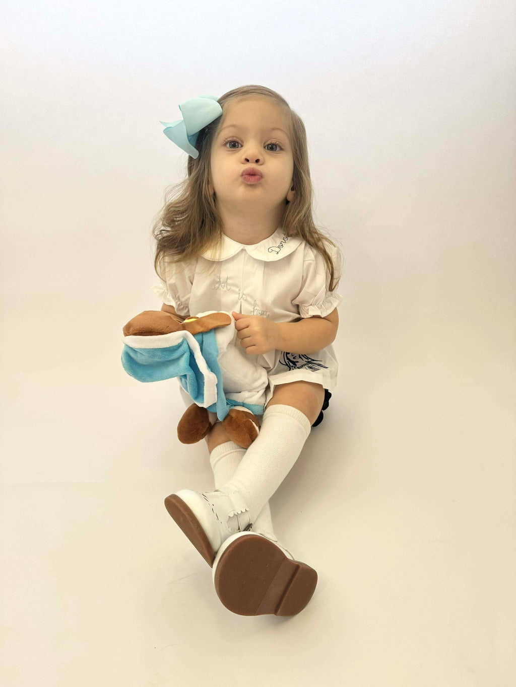 M is for Mary Navy Bloomers and White Cotton Top