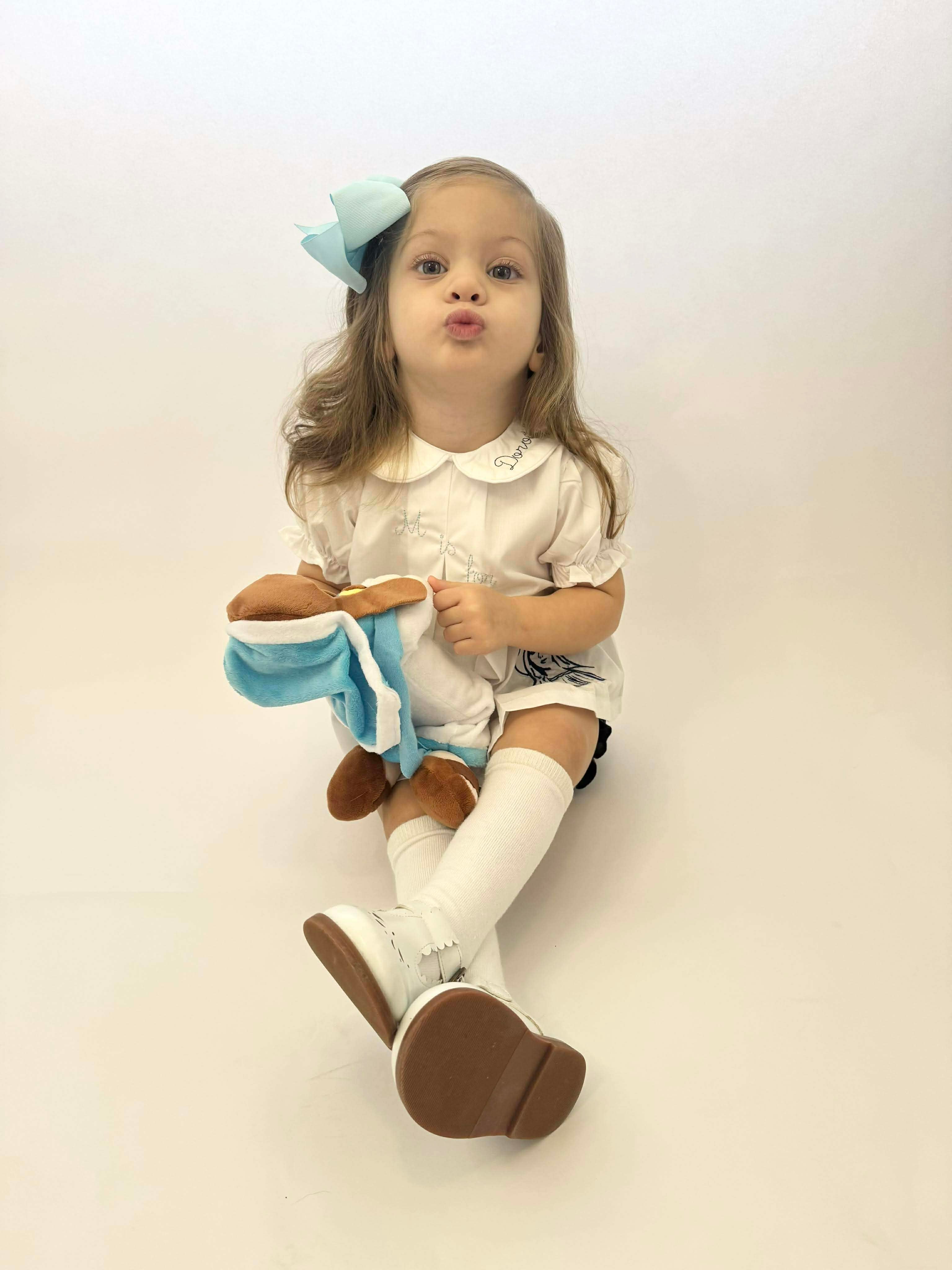 M is for Mary Navy Bloomers and White Cotton Top