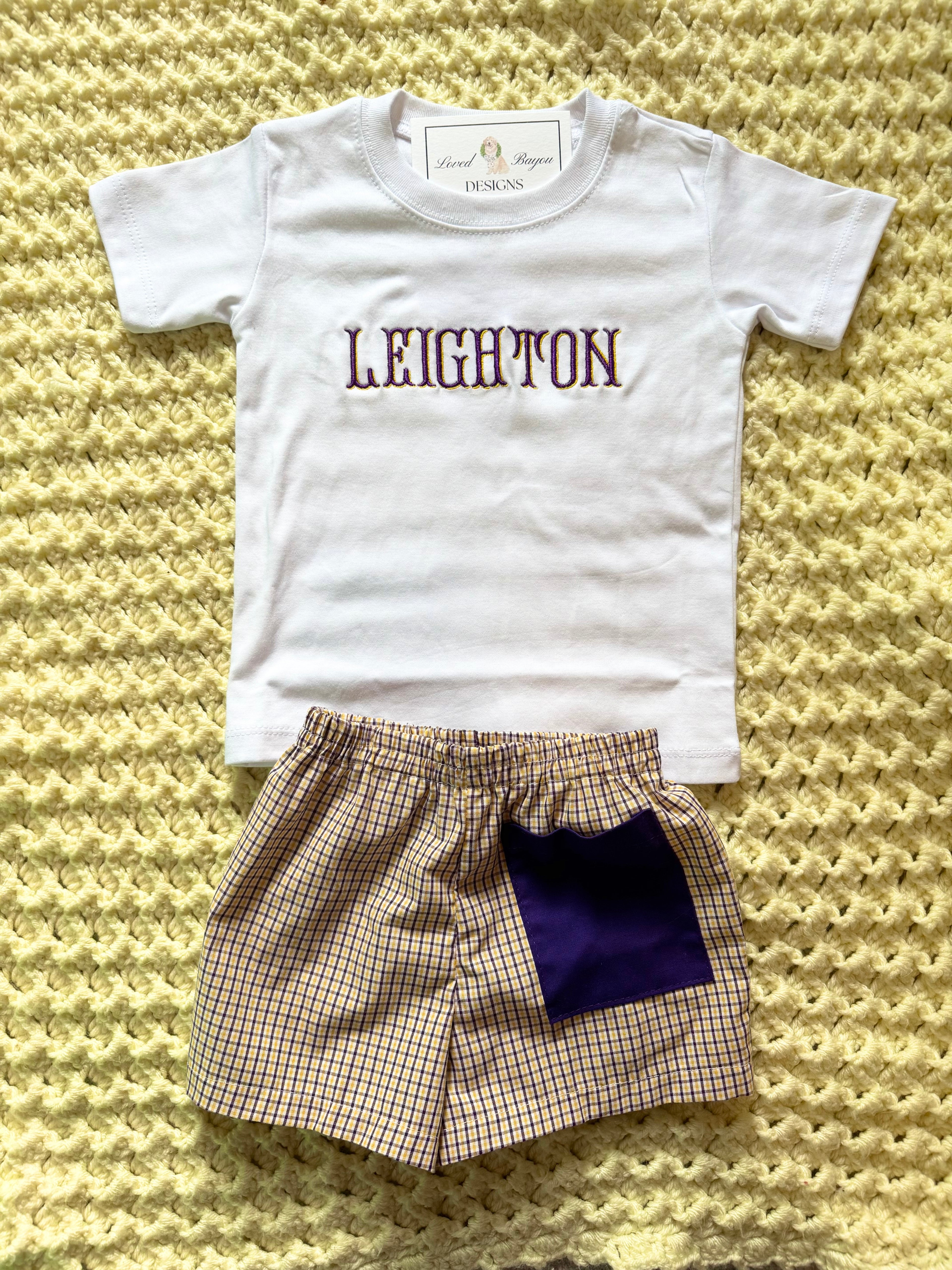 Boys Plaid Shorts Set with Tee!💜💛