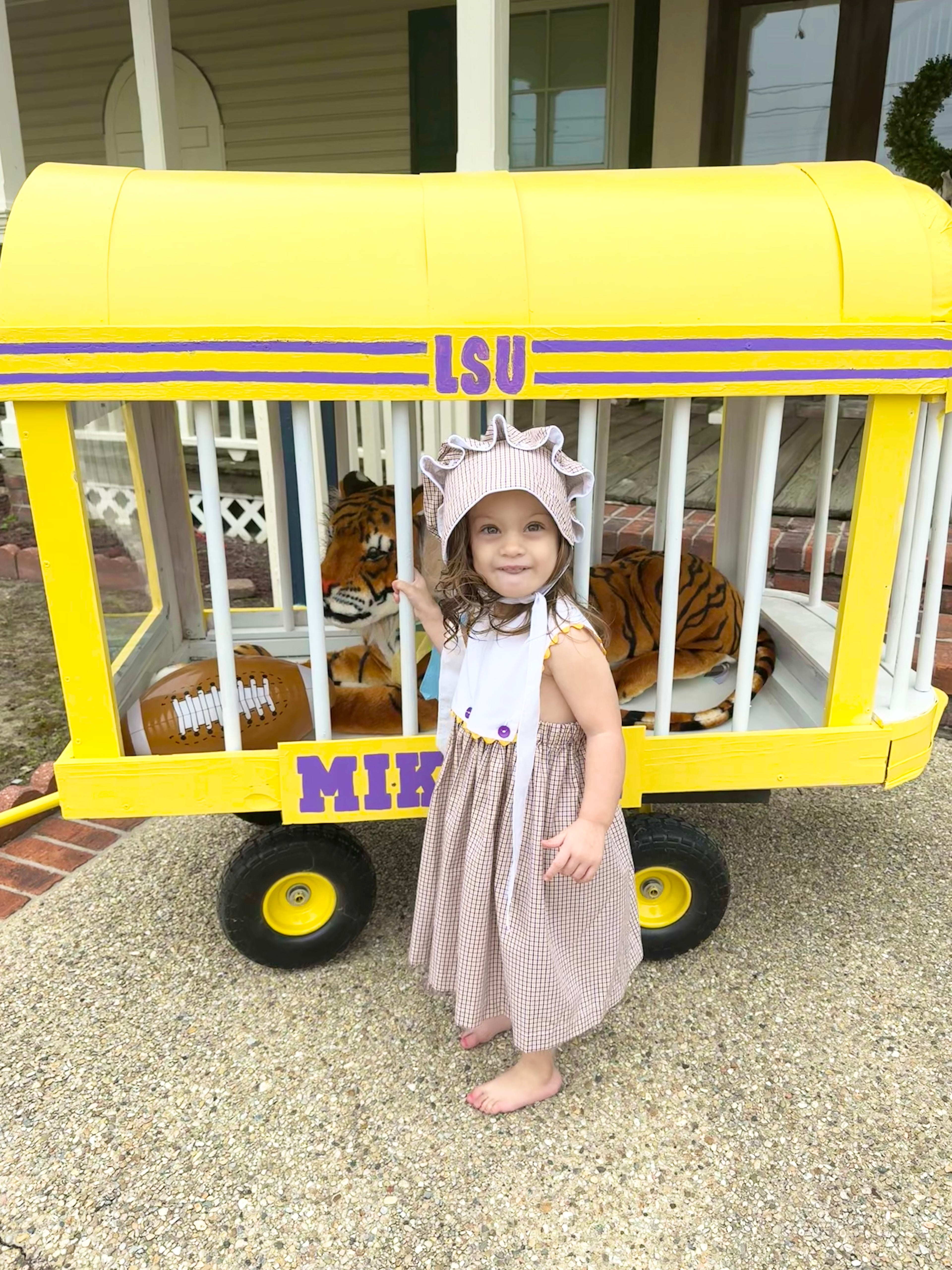 Girls GEAUX plaid bonnet!